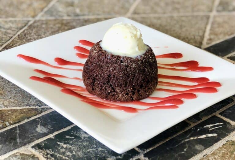 Read more about the article Chocolate Lava Cake w/ Raspberry Sauce